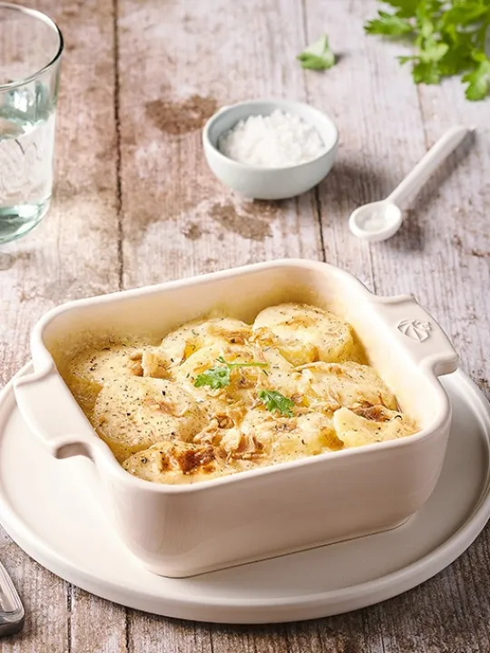 Peugeot Saveurs Appolia Plat four céramique individuel carré, écru, 18 cm - -> Idées Cadeaux -50€|Plats Individuels