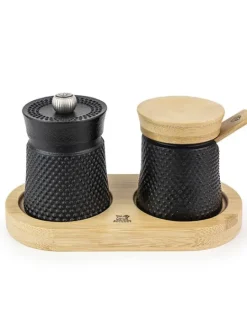 Peugeot Saveurs Bali palais des épices Moulin à poivre bali fonte noir et sa coupelle à sel en coffret cadeau -><noscript><img width=