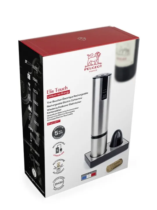 Peugeot Saveurs Elis touch Tire-bouchon électrique rechargeable en , batterie lithium-ion 27 cm - 10,6in -> Envie De Design|Tire-bouchons