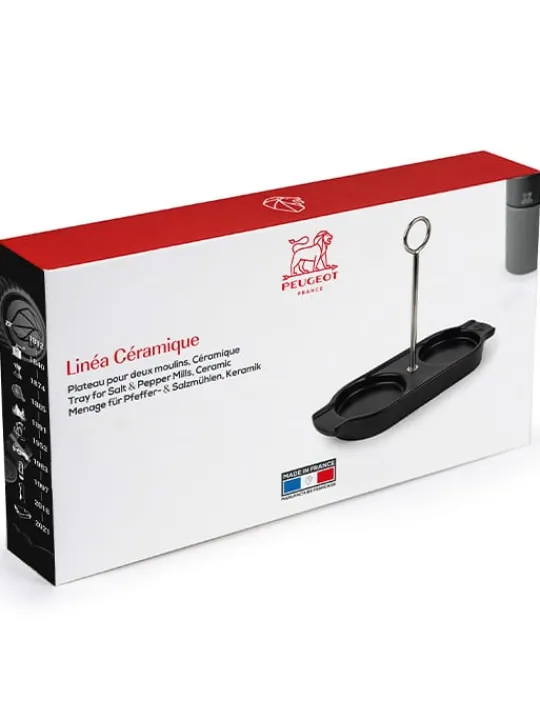 Peugeot Saveurs Linéa Plateau pour deux moulins, céramique, satin black -> Idées Cadeaux -50€|Plateaux