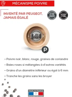 Peugeot Saveurs Paris Moulin à poivre manuel en bois laqué, bleu pacifique, 18 cm - 7in. -> Idées Cadeaux -50€|Moulins À Poivre