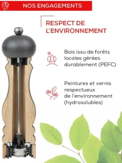 Peugeot Saveurs Paris u'select Moulin à poivre manuel en bois, u'select, noir satin , 22 cm - 9in -><noscript><img width=