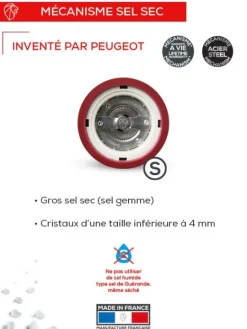 Peugeot Saveurs Paris u'select Moulin à sel manuel u'select en bois laqué, gris perle, 22 cm - 9in -> Moulins À Sel Et Salières