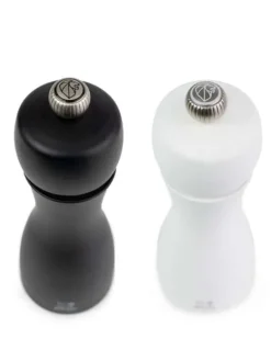 Peugeot Saveurs Tahiti Duo de moulins à poivre et à sel manuels en bois couleur noir mat et blanc mat 20 cm -><noscript><img width=