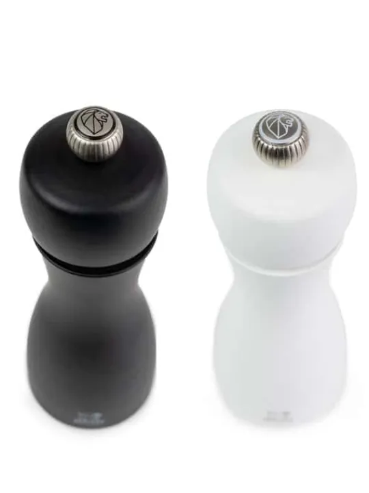Peugeot Saveurs Tahiti Duo de moulins à poivre et à sel manuels en bois couleur noir mat et blanc mat 20 cm -> Duos Et Combi 2 En 1|Moulins À Sel Et Salières